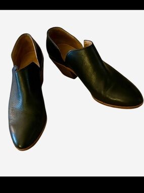 Madewell Gloria Black Leather Slip On Woman’s Block Heel Ankle Shoe Boots Sz 9.5